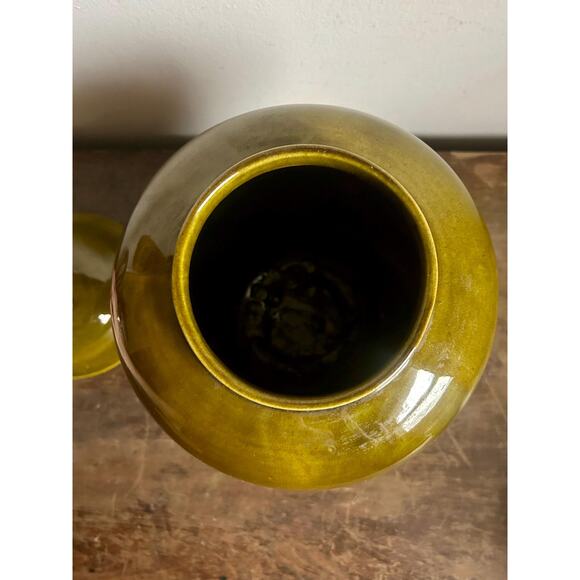 Vintage Haeger Pottery Dark Green Ginger Jar w/ Lid | Art Pottery | Ceramic Urn - Picture 6 of 8